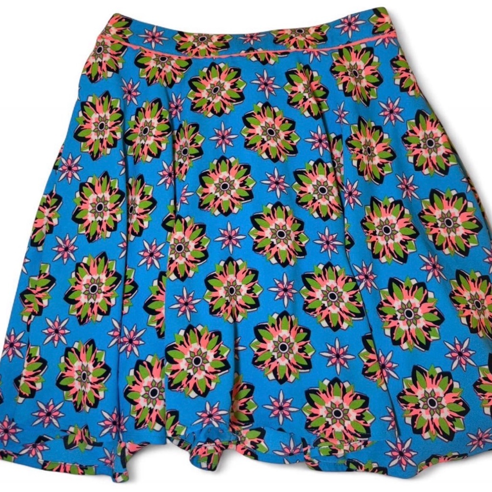 Flying Tomato Vibrant Blue Floral Skater Skirt
